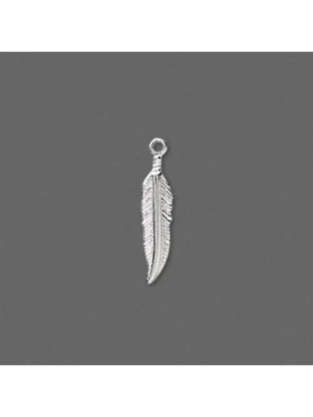10 Silver Plated 18mm Long Feather Drops Charms Beads
